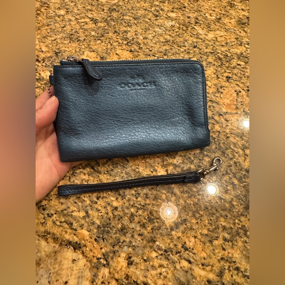 Coach Double Zip Corner Wristlet/Wallet Black